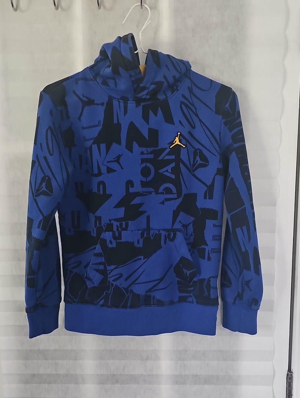 Jordan Blue and Black Graphic Hoodie with Gold Jumpman